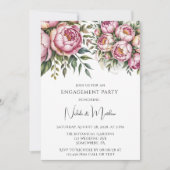 Elegante Peony Floral Arrangements Engagement Part Einladung (Vorderseite)