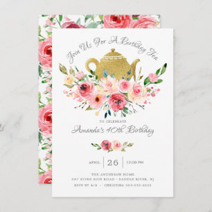 Elegante Peony Floral Birthday Tea Einladung