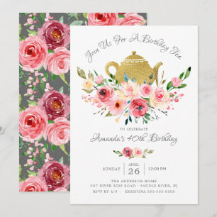 Elegante Peony Floral Birthday Tea Einladung