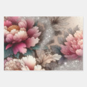 Elegante Peony Floral Glitzer Geschenkpapier Set (Vorderseite 2)