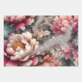 Elegante Peony Floral Glitzer Geschenkpapier Set (Vorderseite)