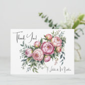 Elegante Peony Floral Wedding Dankeschön Karten (Stehend Vorderseite)