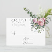 Elegante Peony Floral Wedding RSVP Cards Einladung (Stehend Vorderseite)