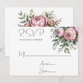 Elegante Peony Floral Wedding RSVP Cards Einladung (Vorne/Hinten)