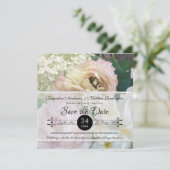 Elegante Peony Hydrangea Blush Pink Rose Blumenges Save The Date (Stehend Vorderseite)