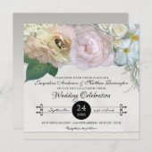 Elegante Peony Hydrangea Rose Blume Hochzeit Einladung (Vorne/Hinten)