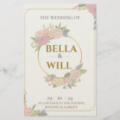 Elegante Peony Lily Rose Wedding Briefpapier (Vorderseite)