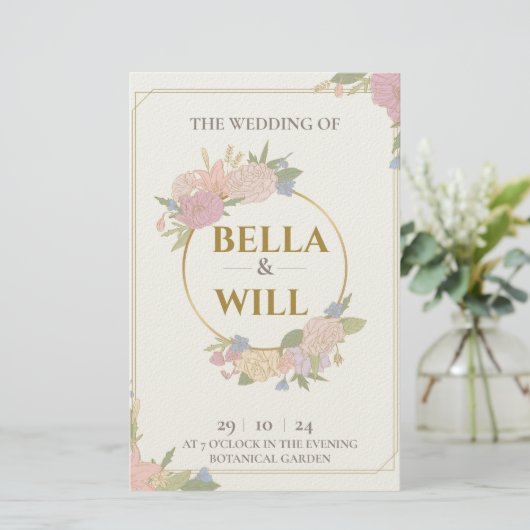 Elegante Peony Lily Rose Wedding Briefpapier (Stehend Vorderseite)