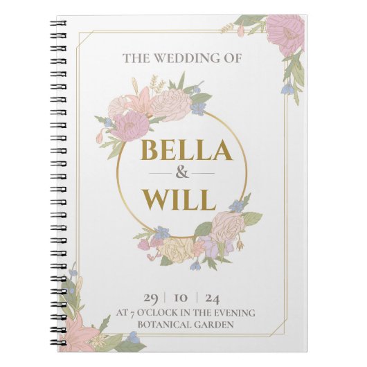 Elegante Peony Lily Rose Wedding Notizblock (Vorderseite)