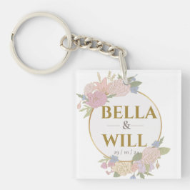 Elegante Peony Lily Rose Wedding Schlüsselanhänger