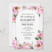 Elegante Peony Minimalistisch Chic Hochzeitseinlad Einladung (Vorderseite)