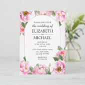 Elegante Peony Minimalistisch Chic Hochzeitseinlad Einladung (Stehend Vorderseite)