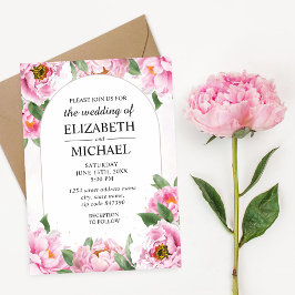 Elegante Peony Minimalistisch Chic Hochzeitseinlad Einladung
