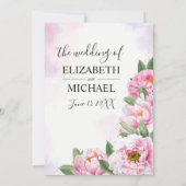 Elegante Peony Minimalistisch Wedding Einladung (Rückseite)