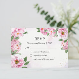 Elegante Peony Minimalistisch Wedding RSVP Card Dankeskarte