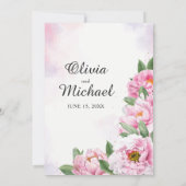 Elegante Peony Minimalistische Verlobung Einladung (Rückseite)