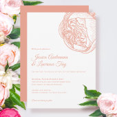 Elegante Peony Peach Blume Wedding Einladung