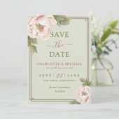 Elegante Peony Sage und Blush Wedding speichern da (Stehend Vorderseite)