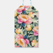 Elegante Peony Watercolor auf Schwarz | Hochzeit Geschenkanhänger (Rückseite)