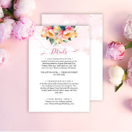 Elegante Peony Watercolor Hochzeitdetails Begleitkarte