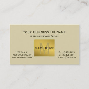 Elegante Pergamentcreme, Name des Goldmonogramms Visitenkarte