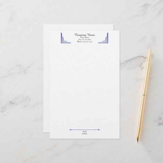 Elegante Periwinkle-Ecken-Profi-Schreibwaren Briefpapier (Vorderseite/Rückseite Beispiel)