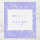 Elegante Periwinkle Floral Moderne Hochzeit Weinetikett (Einzelnes Label)