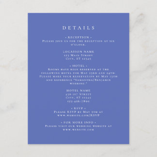 Elegante Periwinkle-Koordinatendetails Begleitkarte