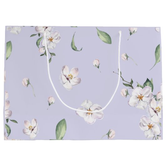 Elegante Periwinkle Spring Wasserfarben Große Geschenktüte (Rückseite)