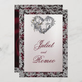 Elegante Perle, Burgund Ribbon & Sparkle 2 Einladung (Vorne/Hinten)