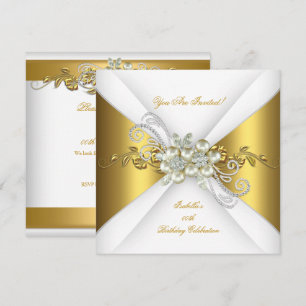 Elegante Perle Gold Silber Diamant Geburtstagsfeie Einladung