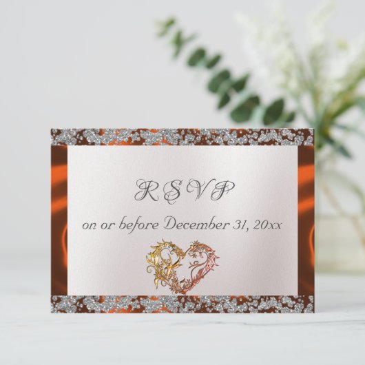 Elegante Perle, Kupferband & Sparkle RSVP Karte (Stehend Vorderseite)