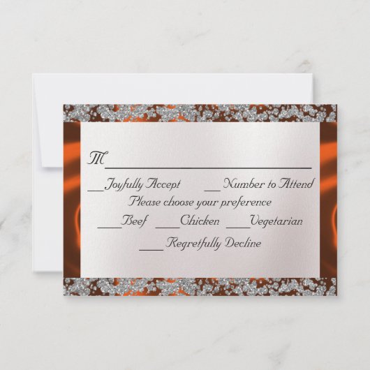 Elegante Perle, Kupferband & Sparkle RSVP Karte (Rückseite)