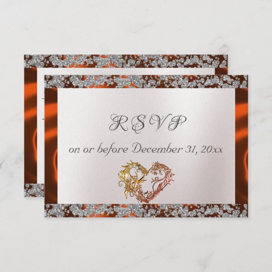 Elegante Perle, Kupferband & Sparkle RSVP Karte (Vorne/Hinten)