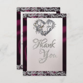Elegante Perle, Lila Band und Sparkle Dankeskarte (Vorne/Hinten)