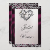 Elegante Perle, Lila Band und Sparkle Einladung (Vorne/Hinten)