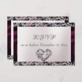 Elegante Perle, Lila Band und Sparkle RSVP Karte (Vorne/Hinten)