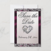 Elegante Perle, Lila Band und Sparkle Save The Date (Vorderseite)