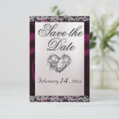 Elegante Perle, Lila Band und Sparkle Save The Date (Stehend Vorderseite)