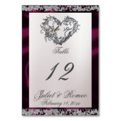 Elegante Perle, Lila Band und Sparkle Tischnummer (Vorderseite)