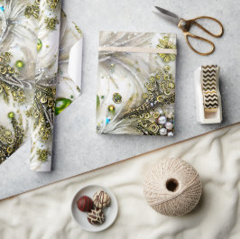 Elegante Perle mit grünen und goldverwirbelten Fed Geschenkpapier