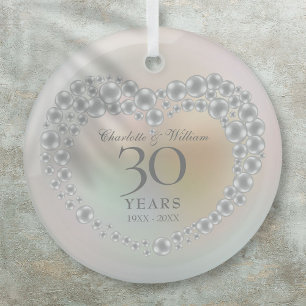 Elegante Perle zum 30. Hochzeitstag Ornament Aus Glas