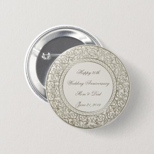 Elegante Perlen-30. Hochzeitstag Button (Vorne & Hinten)