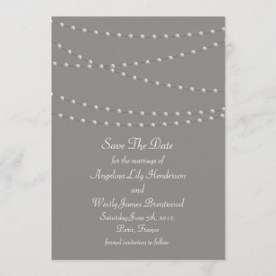 Elegante Perlen auf Grau Save the Date