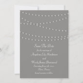 Elegante Perlen auf Grau Save the Date (Vorderseite)