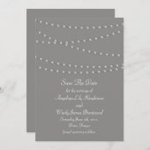 Elegante Perlen auf Grau Save the Date (Vorne/Hinten)
