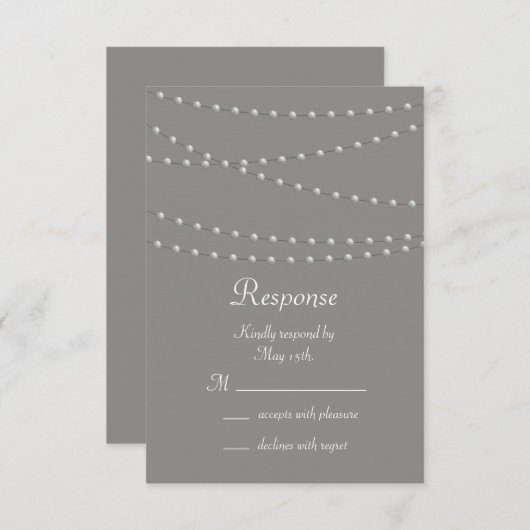 Elegante Perlen auf Grau UAWG RSVP Karte (Vorne/Hinten)