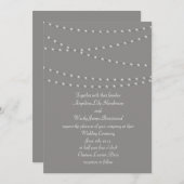 Elegante Perlen auf grauer Hochzeit Einladung (Vorne/Hinten)