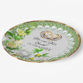 Elegante Perlen-Blume Anpassbare Hochzeiten Pappteller (Schrägansicht)