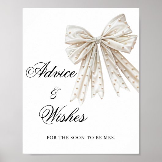 Elegante Perlen Bow Ratschläge und Wünsche Untersc Poster (Vorne)